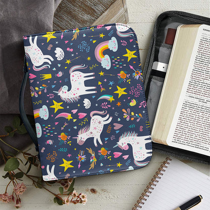Unicorn Dream Cartoon Pattern Print Leather Bible Cover