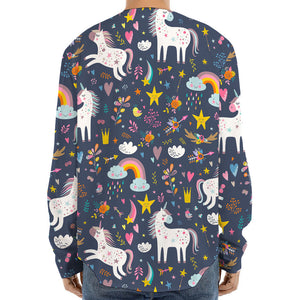 Unicorn Dream Cartoon Pattern Print Long Sleeve Baseball Jersey