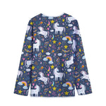 Unicorn Dream Cartoon Pattern Print Long Sleeve Short Coat