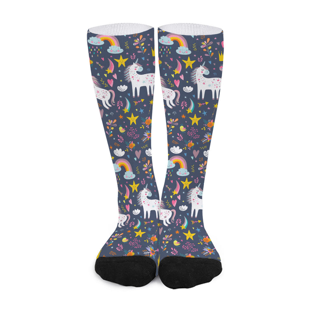 Unicorn Dream Cartoon Pattern Print Long Socks