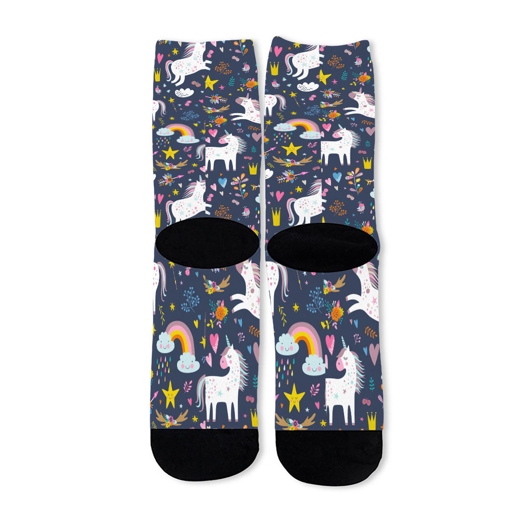 Unicorn Dream Cartoon Pattern Print Long Socks