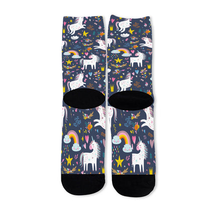 Unicorn Dream Cartoon Pattern Print Long Socks