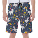 Unicorn Dream Cartoon Pattern Print Men's Beach Shorts