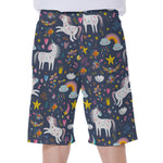 Unicorn Dream Cartoon Pattern Print Men's Beach Shorts