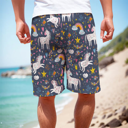 Unicorn Dream Cartoon Pattern Print Men's Cargo Shorts