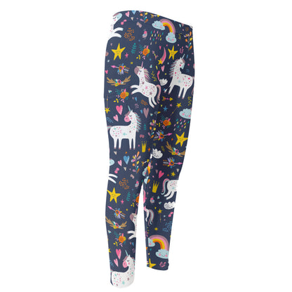 Unicorn Dream Cartoon Pattern Print Men's Compression Pants