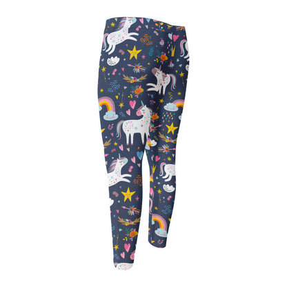 Unicorn Dream Cartoon Pattern Print Men's Compression Pants