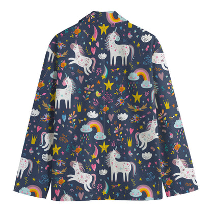 Unicorn Dream Cartoon Pattern Print Men's Cotton Blazer