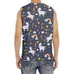 Unicorn Dream Cartoon Pattern Print Men's Fitness Tank Top