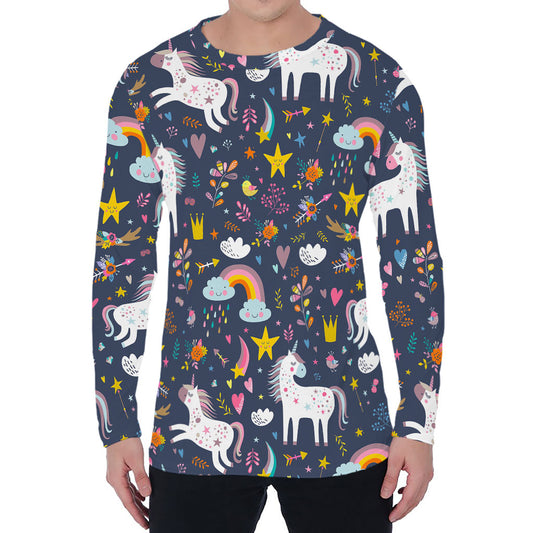 Unicorn Dream Cartoon Pattern Print Men's Long Sleeve T-Shirt