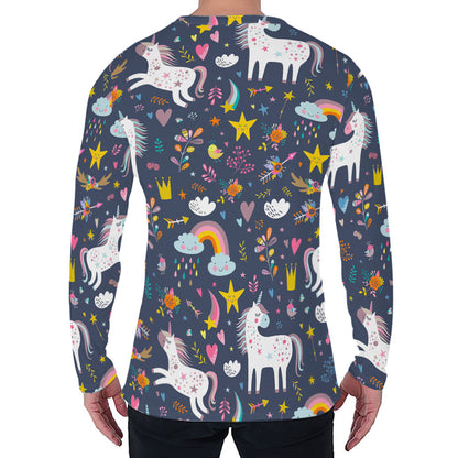 Unicorn Dream Cartoon Pattern Print Men's Long Sleeve T-Shirt