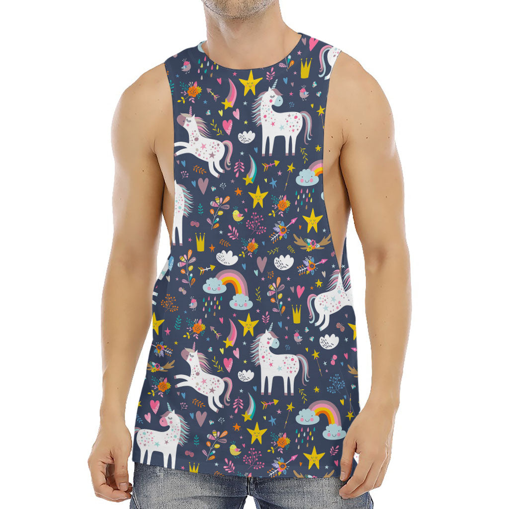 Unicorn Dream Cartoon Pattern Print Men's Muscle Tank Top