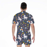 Unicorn Dream Cartoon Pattern Print Men's Rompers
