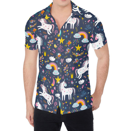 Unicorn Dream Cartoon Pattern Print Men's Shirt