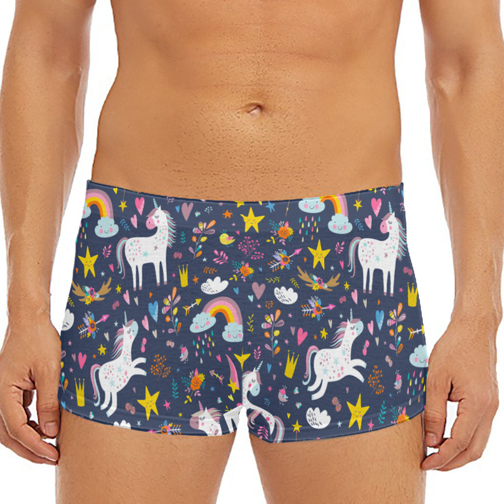 Unicorn Dream Cartoon Pattern Print Men's Short Boxer Briefs