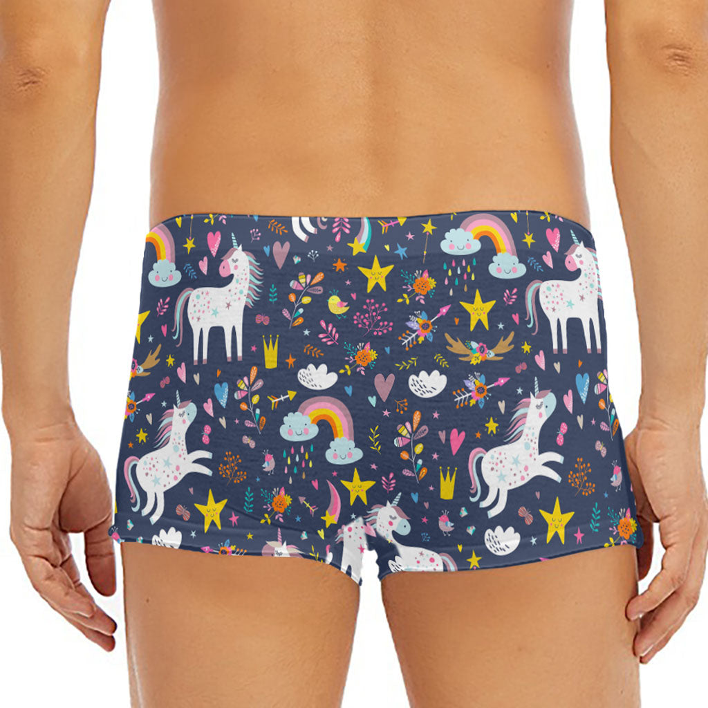 Unicorn Dream Cartoon Pattern Print Men's Short Boxer Briefs