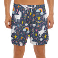 Unicorn Dream Cartoon Pattern Print Men's Split Running Shorts