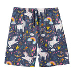 Unicorn Dream Cartoon Pattern Print Men's Swim Trunks