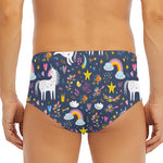 Unicorn Dream Cartoon Pattern Print Men's Triangle Swim Briefs