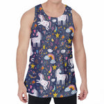 Unicorn Dream Cartoon Pattern Print Men's Velvet Tank Top