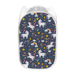 Unicorn Dream Cartoon Pattern Print Mesh Laundry Hamper