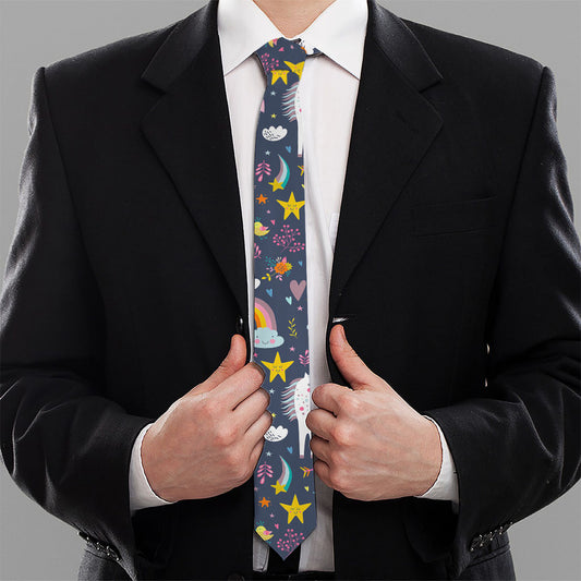 Unicorn Dream Cartoon Pattern Print Necktie