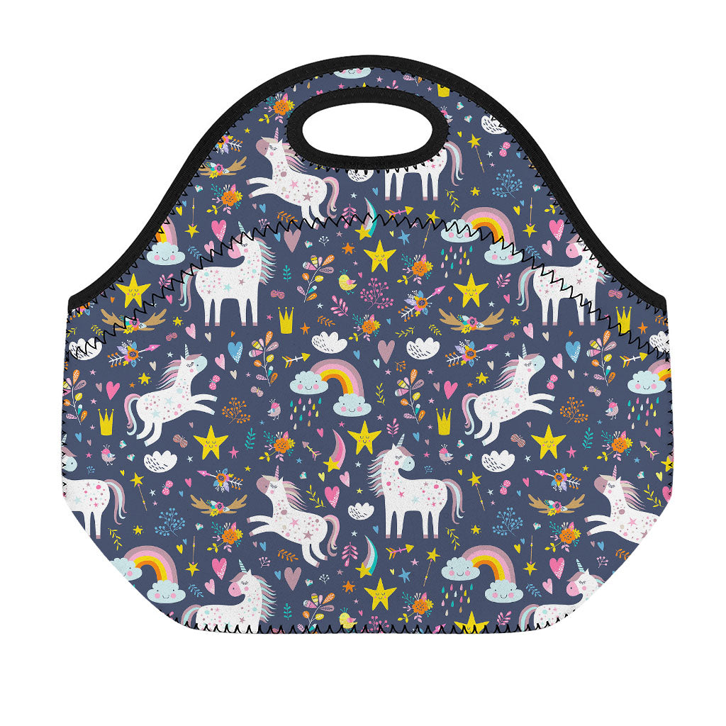 Unicorn Dream Cartoon Pattern Print Neoprene Lunch Bag