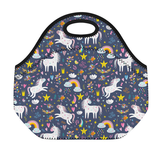 Unicorn Dream Cartoon Pattern Print Neoprene Lunch Bag