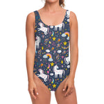 Unicorn Dream Cartoon Pattern Print One Piece Swimsuit
