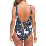 Unicorn Dream Cartoon Pattern Print One Piece Swimsuit