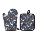 Unicorn Dream Cartoon Pattern Print Oven Mitt And Pot Holder Set