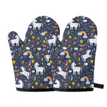 Unicorn Dream Cartoon Pattern Print Oven Mitts