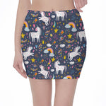 Unicorn Dream Cartoon Pattern Print Pencil Mini Skirt