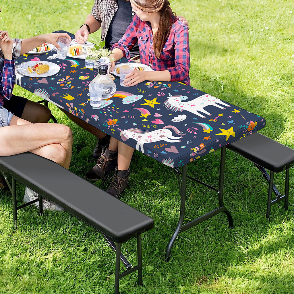 Unicorn Dream Cartoon Pattern Print Picnic Table Cover