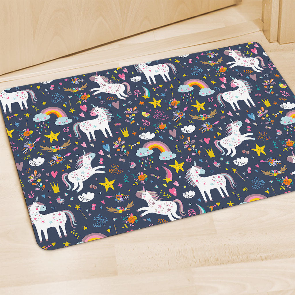 Unicorn Dream Cartoon Pattern Print Polyester Doormat