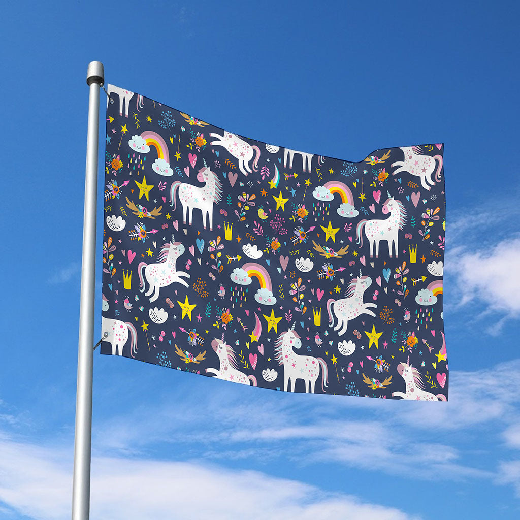 Unicorn Dream Cartoon Pattern Print Polyester Flag