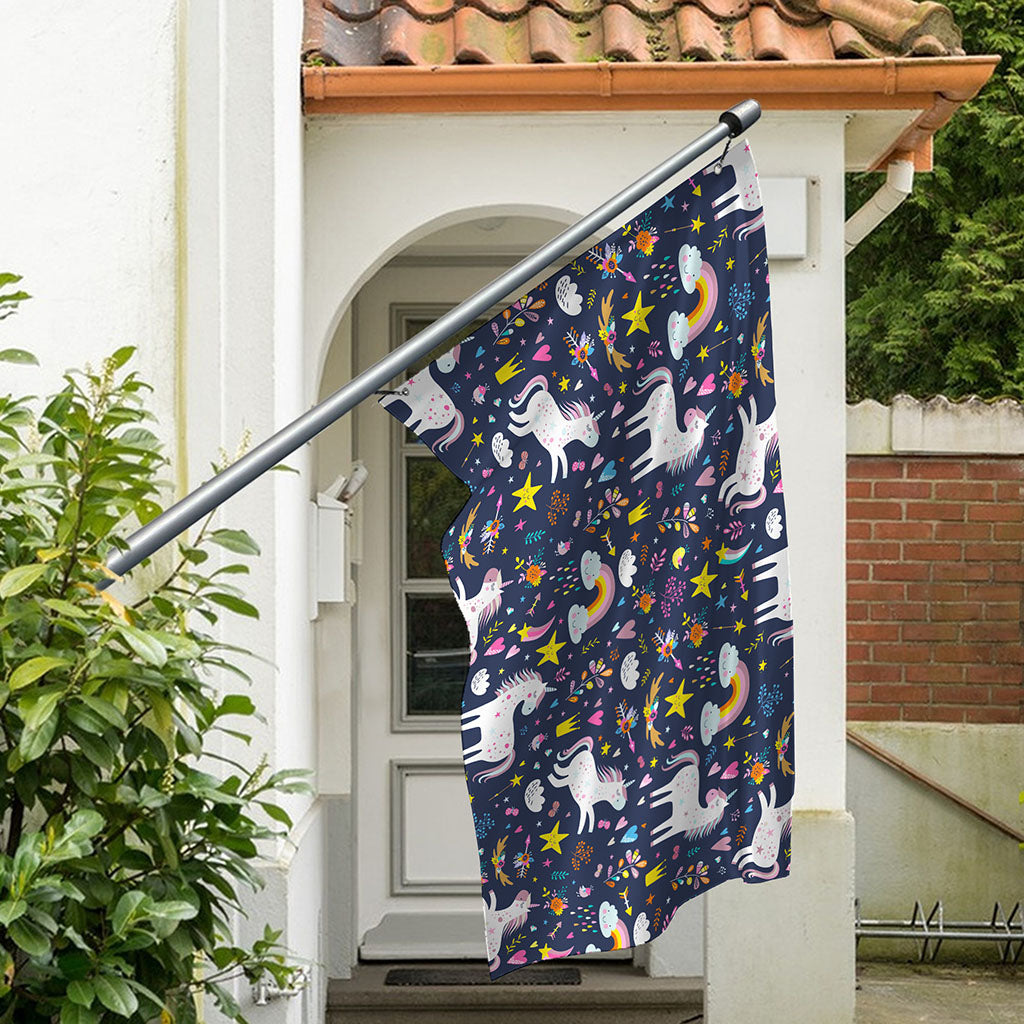 Unicorn Dream Cartoon Pattern Print Polyester Flag