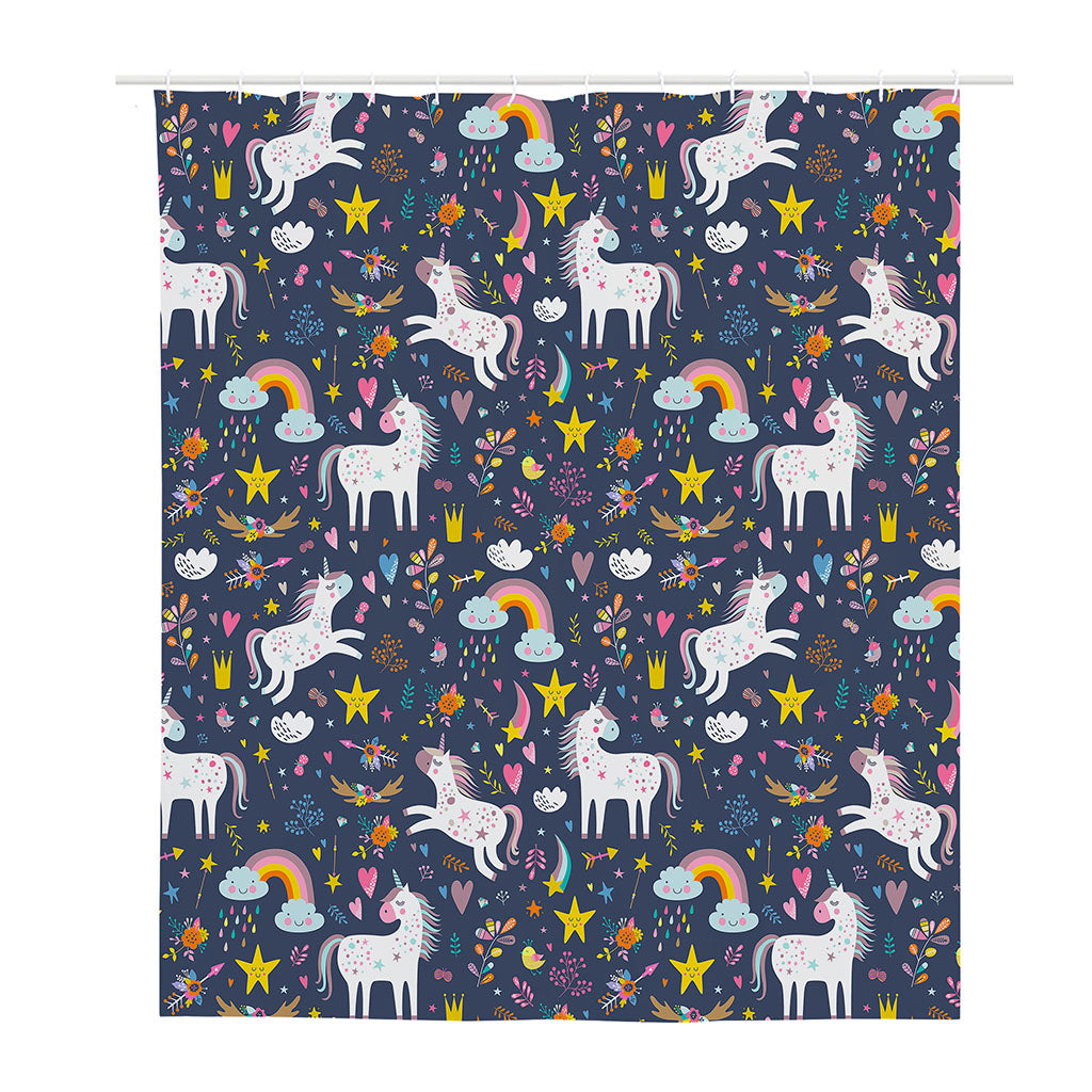 Unicorn Dream Cartoon Pattern Print Polyester Shower Curtain