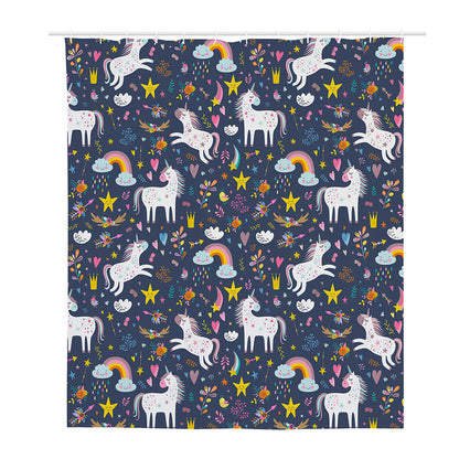 Unicorn Dream Cartoon Pattern Print Polyester Shower Curtain