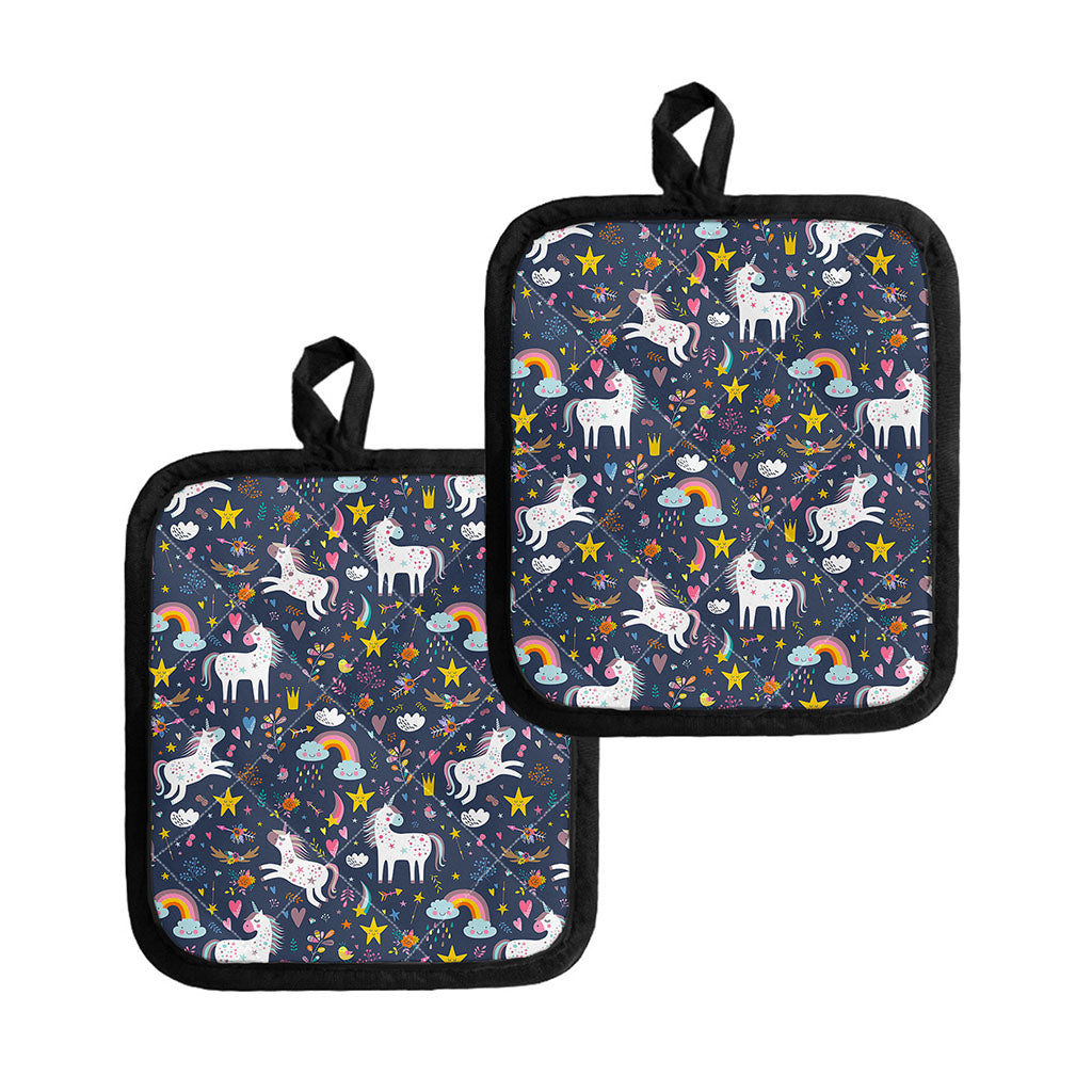 Unicorn Dream Cartoon Pattern Print Pot Holders