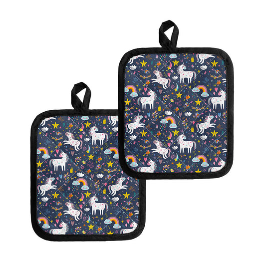 Unicorn Dream Cartoon Pattern Print Pot Holders