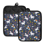 Unicorn Dream Cartoon Pattern Print Pot Holders With Pocket