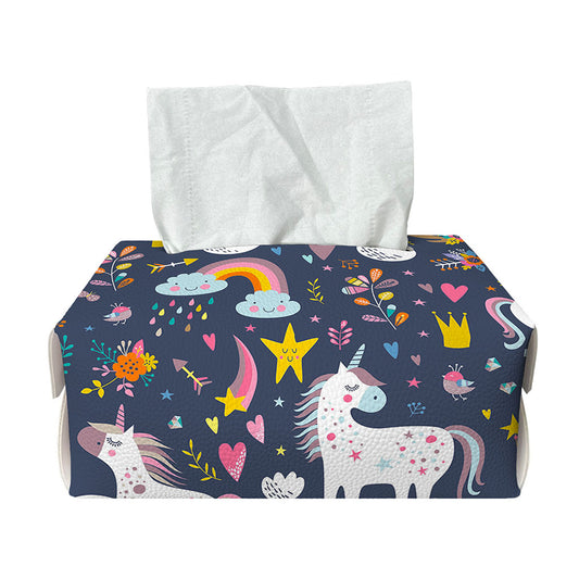 Unicorn Dream Cartoon Pattern Print Rectangle Tissue Box Cover