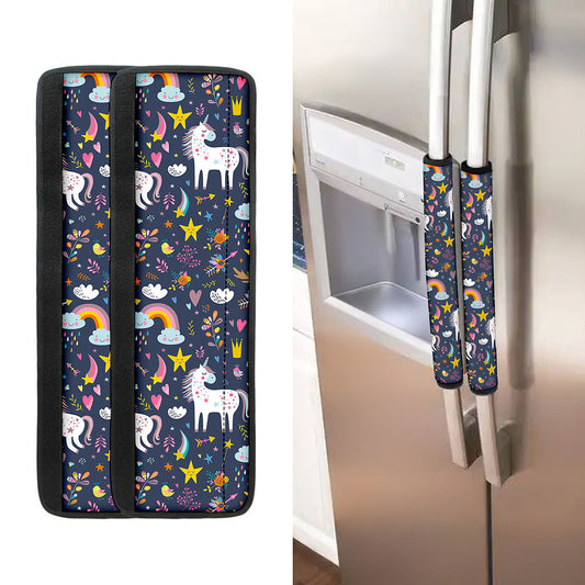 Unicorn Dream Cartoon Pattern Print Refrigerator Handle Covers
