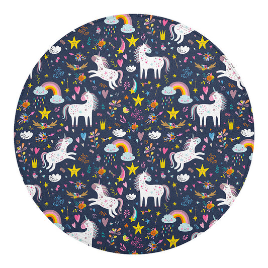 Unicorn Dream Cartoon Pattern Print Round Blanket