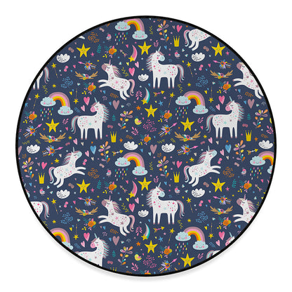 Unicorn Dream Cartoon Pattern Print Round Floor Mat