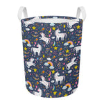 Unicorn Dream Cartoon Pattern Print Round Laundry Basket