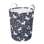 Unicorn Dream Cartoon Pattern Print Round Laundry Basket