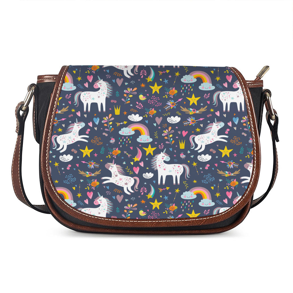 Unicorn Dream Cartoon Pattern Print Saddle Bag