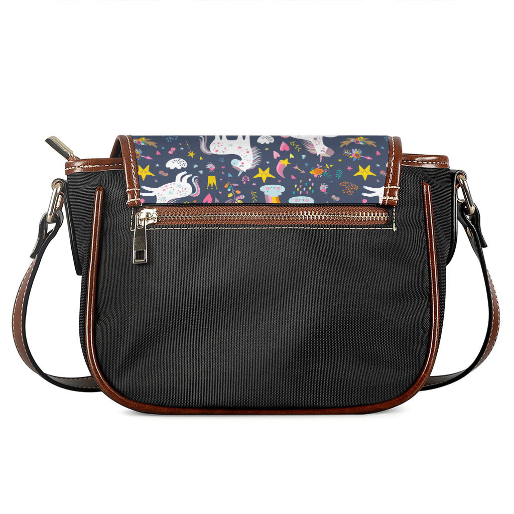Unicorn Dream Cartoon Pattern Print Saddle Bag